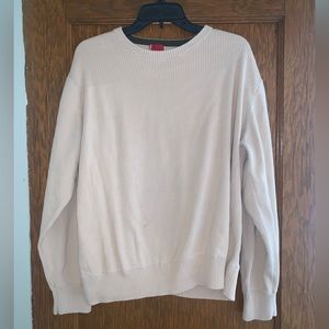 Beige knit crew neck sweater